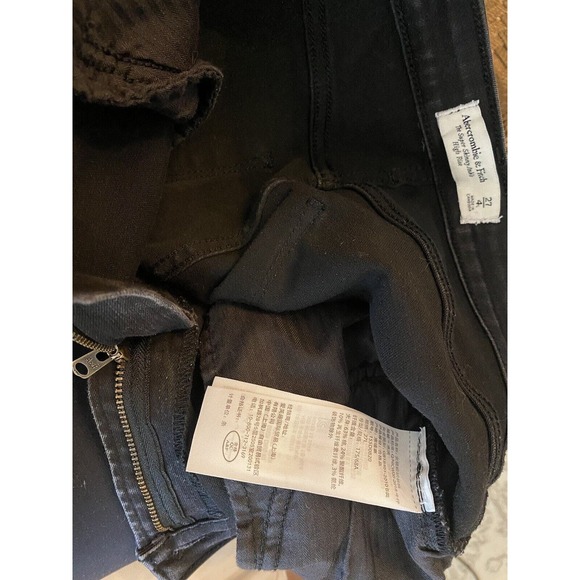 NEW Abercrombie & Fitch Super Skinny Ankle High Rise Jean 27 4L‎ Black Raw Ankle - Picture 9 of 9